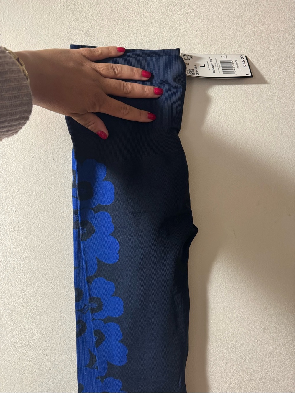 NWT ADIDAS Marimekko  Navy Floral High-Waist Leggings - Picture 9 of 12
